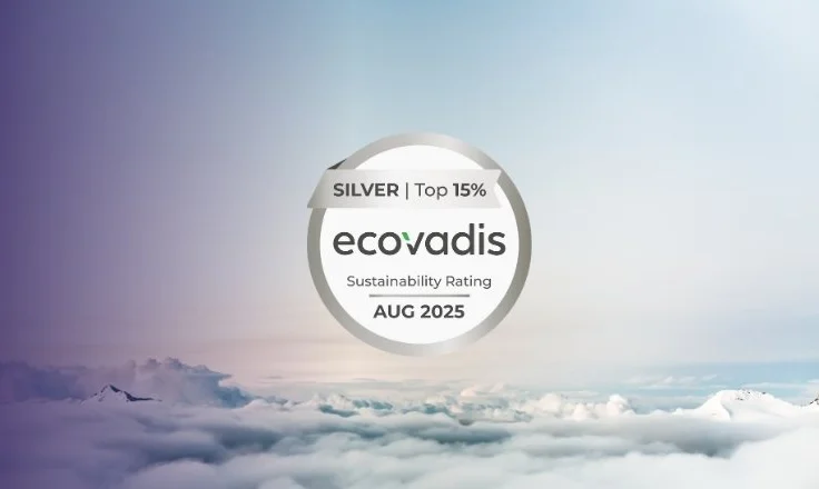 澳洲幸运5开奖结果预测官网 Silver EcoVadis Medal on a light background with the sky and clouds